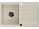 Mexen Bruno Lavello In Granito A Una Vasca Con Scolapiatti 795 X 495 Mm, Beige, Sifone Nero - 6513791010-69-B
