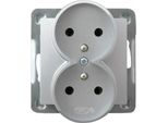 Impresja Silver P/T Presa Doppia Con Messa A Terra 2X2P+Z Senza Cornice