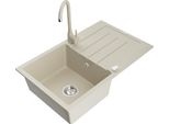 Mexen Bruno Lavello In Granito A 1 Vasca Con Scolapiatti E Rubinetto Da Cucina Telma, Beige - 6513-69-670200-69