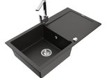 Mexen Leo Lavello In Granito A 1 Vasca Con Sgocciolatoio E Miscelatore Da Cucina Rita, Nero/Oro Metallizzato - 6501-75-670300-00