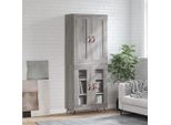 2025 Cloris Vetrinetta Credenza Grigio Sonoma 69,5X34X180 Cm Materiale Legno - Cassettiere Vendita6943870 2Pacchi