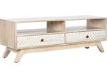 Mobile Tv Dkd Home Decor Bianco Legno Di Mango Naturale 130 X 40 X 45 Cm