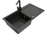 Mexen Leo Lavello In Granito A 1 Vasca Con Scolapiatti E Miscelatore Cucina Rita, Nero/Oro Metallizzato - 6501-75-670300-70-B
