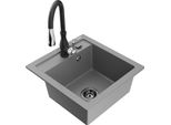 Mexen Vito Lavello In Granito A 1 Vasca Con Rubinetto Da Cucina Savita, Grigio - 6503-71-672601-70-B