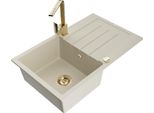 Mexen Bruno Lavello In Granito A 1 Vasca Con Scolapiatti E Rubinetto Da Cucina Rita, Beige - 6513-69-670300-50