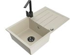 Mexen Bruno Lavello In Granito A 1 Vasca Con Sgocciolatoio E Miscelatore Da Cucina Rita, Beige - 6513-69-670300-70