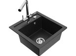 Mexen Vito Lavello In Granito A 1 Vasca Con Miscelatore Da Cucina Duero, Nero/Argento Metallizzato - 6503-73-671600-00
