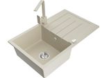 Mexen Bruno Lavello In Granito A 1 Vasca Con Sgocciolatoio E Rubinetto Da Cucina Rita, Beige - 6513-69-670300-69