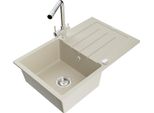 Mexen Bruno Lavello Da Cucina In Granito 1-Vasca Con Scolapiatti E Miscelatore Cucina Duero, Beige - 6513-69-671600-00