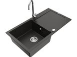 Mexen Leo Lavello In Granito A 1 Vasca Con Sgocciolatoio E Rubinetto Da Cucina Telma, Nero/Oro Metallizzato - 6501-75-670200-00