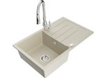 Mexen Bruno Lavello In Granito 1-Vasca Con Sgocciolatoio E Miscelatore Da Cucina Savita, Beige - 6513-69-672601-00