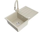 Mexen Bruno Lavello In Granito 1-Vasca Con Sgocciolatoio E Rubinetto Da Cucina Elia, Beige - 6513-69-670101-69