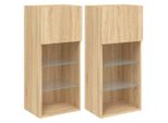 Vidaxl Mobili Tv Con Luci Led 2 Pezzi Rovere Sonoma 40,5X30X90 Cm