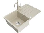 Mexen Bruno Lavello In Granito A 1 Vasca Con Scolapiatti E Rubinetto Da Cucina Carla, Beige - 6513-69-670700-69