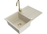 Mexen Bruno Lavello Da Cucina In Granito 1 Vasca Con Sgocciolatoio E Rubinetto Telma, Beige - 6513-69-670200-50