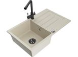 Mexen Bruno Lavello In Granito A 1 Vasca Con Scolapiatti E Rubinetto Da Cucina Duero, Beige - 6513-69-671600-70