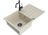 Mexen Bruno Lavello In Granito A 1 Vasca Con Scolapiatti E Rubinetto Da Cucina Carla, Beige - 6513-69-670700-70