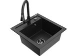 Mexen Vito Lavello In Granito 1-Vasca Con Miscelatore Da Cucina Elia, Nero/Metallico Argento - 6503-73-670101-70-B