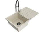 Mexen Bruno Lavello In Granito A 1 Vasca Con Gocciolatoio E Rubinetto Da Cucina Aster, Beige - 6513-69-73450-07-B