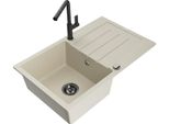 Mexen Bruno Lavello In Granito A 1 Vasca Con Scolapiatti E Rubinetto Da Cucina Flora, Beige - 6513-69-670401-70-B