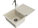 Mexen Bruno Lavello In Granito A 1 Vasca Con Sgocciolatoio E Miscelatore Cucina Flora, Beige - 6513-69-670401-07-B