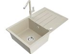 Mexen Bruno Lavello In Granito A 1 Vasca Con Scolapiatti E Rubinetto Da Cucina Flora, Beige - 6513-69-670401-09