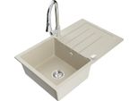 Mexen Bruno Lavello In Granito A 1 Vasca Con Sgocciolatoio E Rubinetto Da Cucina Elia, Beige - 6513-69-670101-00