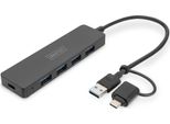 Digitus DA-70235 Hub Usb 3.0 Digitus, 4 Porte, Linea Sottile, Nero