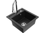 Mexen Vito Lavello Da Cucina In Granito A 1 Vasca Con Miscelatore Elia, Nero/Argento Metallico - 6503-73-670101-00
