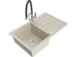 Mexen Bruno Lavello In Granito 1 Vasca Con Sgocciolatoio E Rubinetto Da Cucina Duo, Beige - 6513-69-671701-07