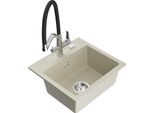 Mexen Milo Lavello Da Cucina In Granito A 1 Vasca Con Rubinetto Duo, Beige - 6505-69-671701-07