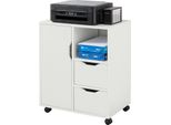 Sobuy Supporto Rotante Per Stampante Organizzatore Piedistallo Mobile Da Scrivania Con Cassetti E Porta, Unità Di Archiviazione Per Ufficio - 60X35X70Cm