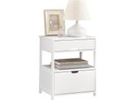 Sobuy Comodino Con 2 Cassetti E 2 Ripiani, Bianco, Whd Circa 45 X 55 X 38 Cm.