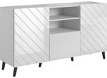 Cama Meble Cassettiera A Due Ante Abeto - Bianco / Bianco Lucido