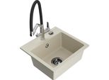 Mexen Milo Lavello In Granito A 1 Vasca Con Rubinetto Da Cucina Duo, Beige - 6505-69-671701-07-B