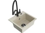 Mexen Milo Lavello In Granito 1-Vasca Con Miscelatore Da Cucina Duo, Beige - 6505-69-671701-70-B
