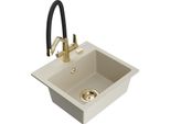 Mexen Milo Lavello In Granito A 1 Vasca Con Miscelatore Cucina Duo, Beige - 6505-69-671701-57-G