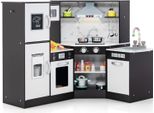 Costway Cucina Per Bambini In Legno, Cucina Da Gioco Con Luci E Suoni, Accessori Inclusi, Ideale Per Bambini A Partire Dai 3 Anni Brown