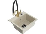 Mexen Milo Lavello Da Cucina In Granito A 1 Vasca Con Miscelatore Duo, Beige - 6505-69-671701-57-B