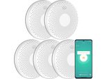 Aroha Smart Connect Rilevatore Di Fumo E Monossido Di Carbonio Wifi - Batteria Da 10 Anni - Allarme Antincendio & Monossido Carbonio - 5 Pezzi