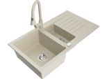 Mexen Matias Lavello In Granito 1,5 Vasche Con Gocciolatoio E Miscelatore Da Cucina Elia, Beige - 6502-69-670101-69
