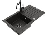 Mexen Pablo Lavello In Granito A 1 Vasca Con Scolapiatti E Rubinetto Da Cucina Carla, Nero/Oro Metallizzato