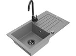 Mexen Pablo Lavello In Granito A 1 Vasca Con Gocciolatoio E Rubinetto Telma, Grigio - 6510-71-670200-70-B