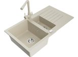 Mexen Matias Lavello In Granito 1,5 Vasca Con Gocciolatoio E Miscelatore Da Cucina Duero, Beige - 6502-69-671600-69