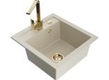 Mexen Vito Lavello In Granito A 1 Vasca Con Rubinetto Da Cucina Rita, Beige - 6503-69-670300-50