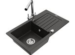Mexen Pablo Lavello In Granito A 1 Vasca Con Scolapiatti E Rubinetto Da Cucina Duero, Nero/Metallo Dorato - 6510-75-671600-00
