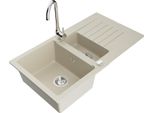Mexen Matias Lavello In Granito 1,5 Vasca Con Scolapiatti E Miscelatore Cucina Telma, Beige - 6502-69-670200-00
