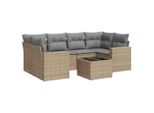 Vidaxl Set Di Divani Da Giardino 7 Pezzi Con Cuscini Beige Poly Rattan