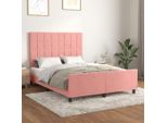 Vidaxl Letto Con Testiera Rosa 140X190 Cm In Velluto - Letto Con Testiera - Letti Con Testiera - Letto Con Testiera - Letto Con Testiera