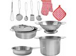 Set Di Pentole Per Bambini Con Zaino Accessori Da Cucina Dall'aspetto Reale Cucina Da Gioco Per Bambini Dai 3 Anni In Su Metallo 23444